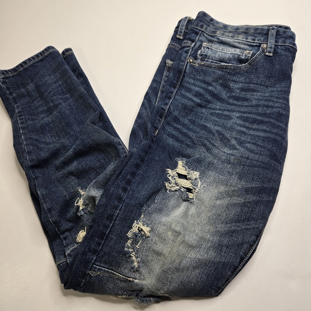 Smoke Rise Men's Distressed Ripped Washed Blue Jeans  34x32.  A4